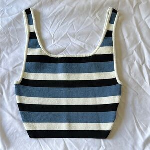 Aritzia Babaton Sculpt Knit Cropped Tank Top Stripe